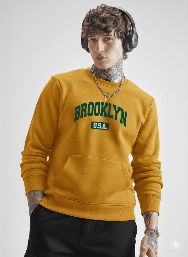 Ultra-Warm Fleece Sweatshirt - Mustard - Brooklynusa
