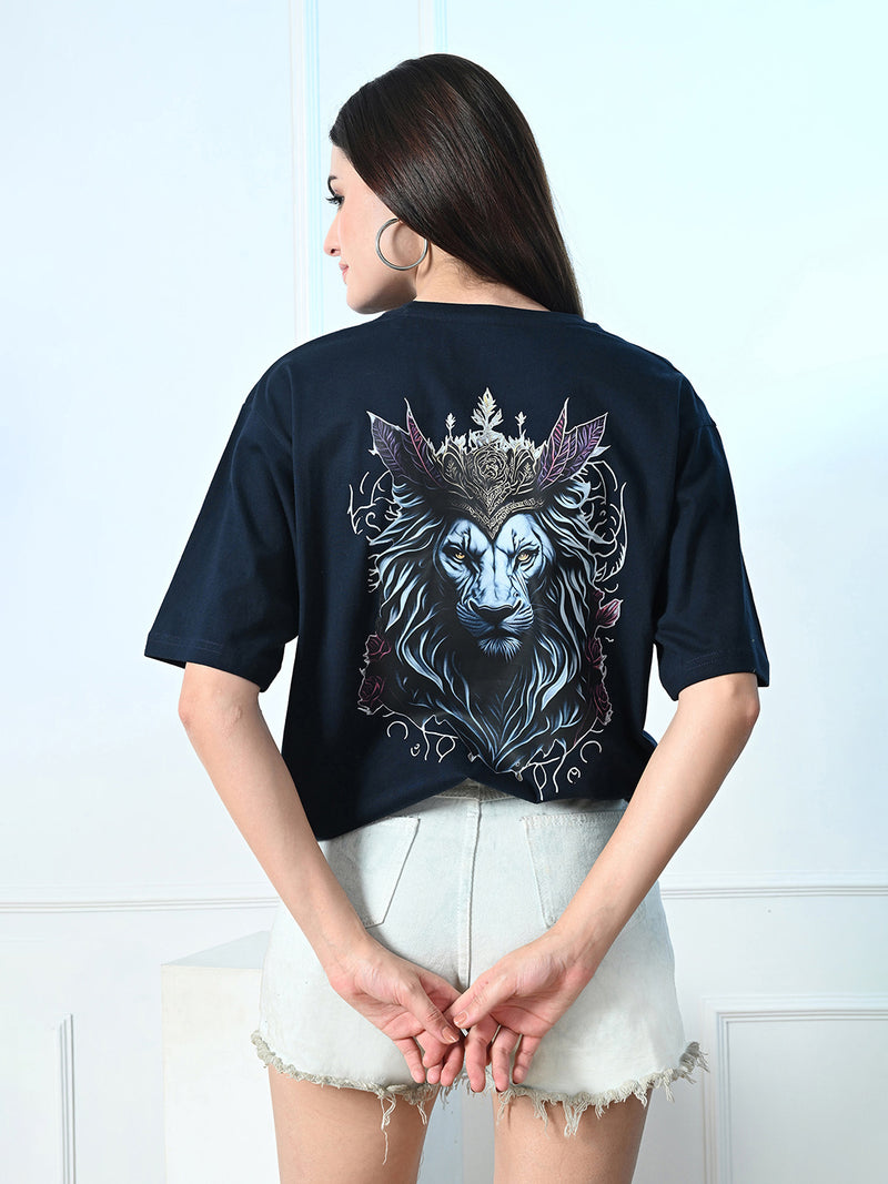 Classic 100% Cotton Lioness T-shirt – Navy Blue