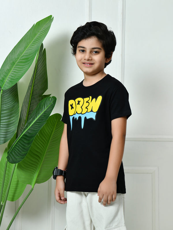 100% Cotton Playful Drew T-shirt – Black