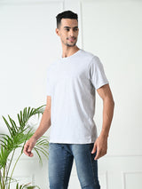 FITINC Cotton Crew Neck Regular Fit Melange Grey T-Shirt for Men