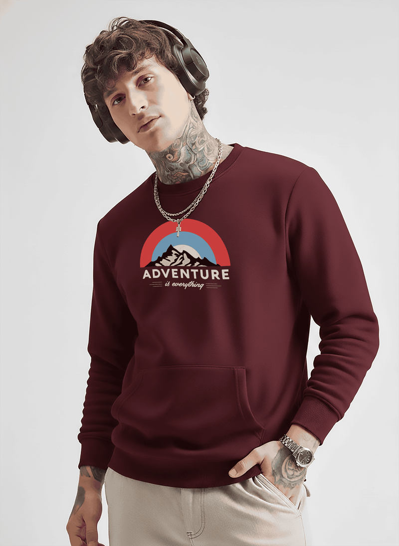 Ultra-Warm Fleece Sweatshirt - Wine - Adventure