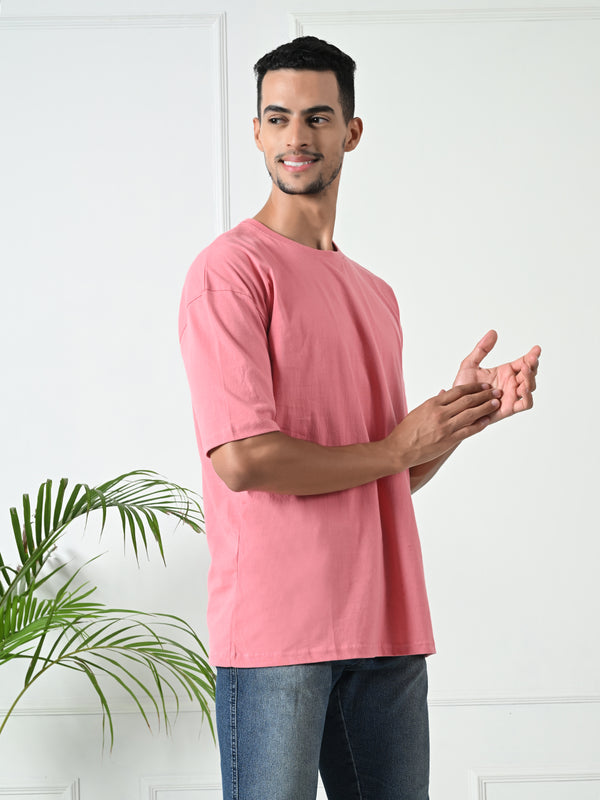 FITINC Peach Oversized Drop Shoulder T-Shirt for Men