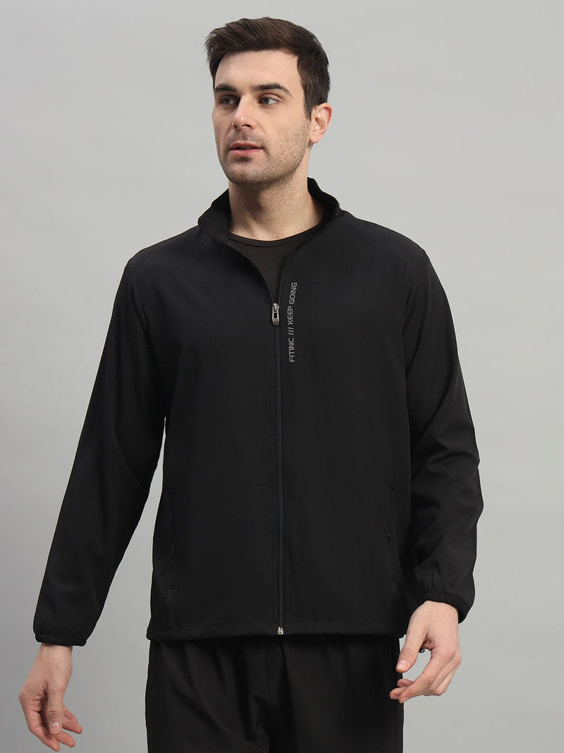 FITINC Sports Jacket for Men with Two Hidden Zipper Pockets - Black