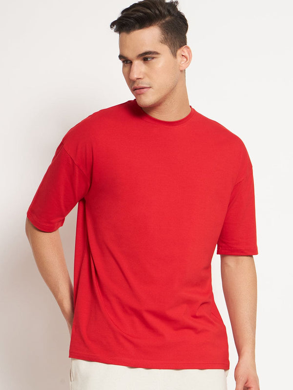FITINC Drop-Shoulder Oversized Red T-Shirt