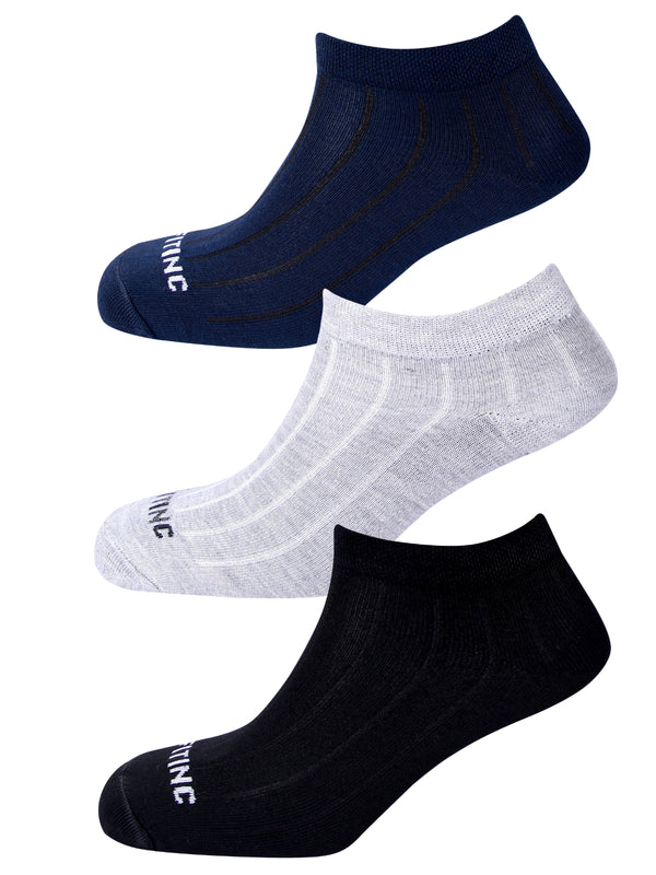 Unisex Ankle Cotton Socks - Multicolor (Pack of 3)