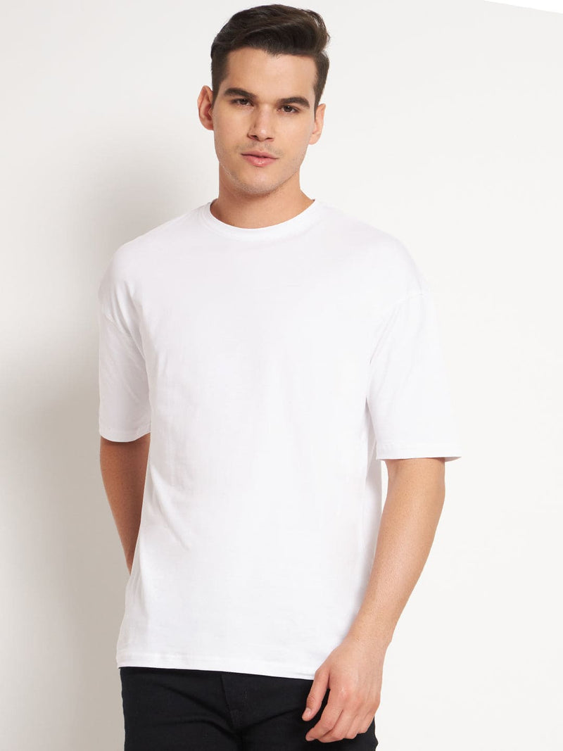 FITINC Drop-Shoulder Oversized White T-Shirt