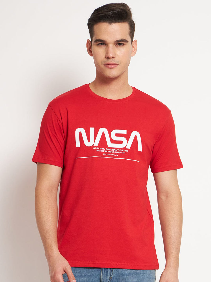 FITINC NASA Graphic Red Cotton T-Shirt
