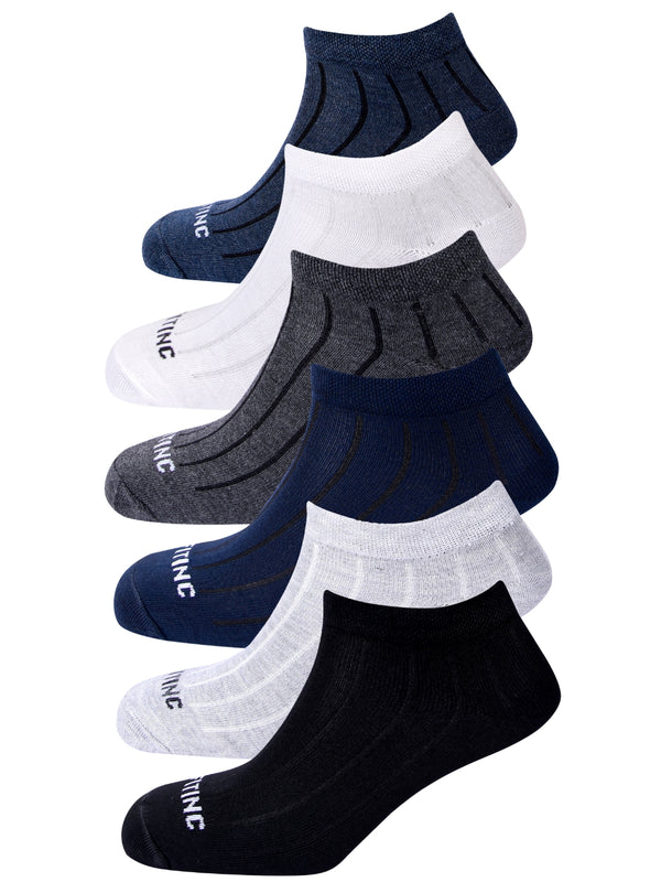 Unisex Ankle Cotton Socks - Multicolor (Pack of 6)