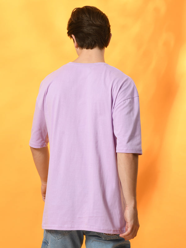 FITINC Lavender Cotton Oversized Drop Shoulder T-Shirt for Men