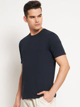 FITINC Premium Cotton Classic Fit Navy Blue T-Shirt