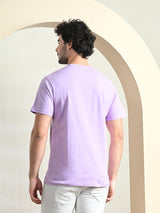 FITINC Cotton Crew Neck Regular Fit Lavender T-Shirt for Men