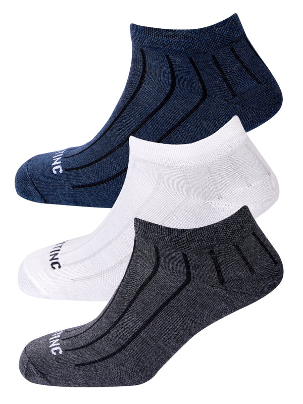 Unisex Ankle Cotton Socks - Multicolor (Pack of 3)