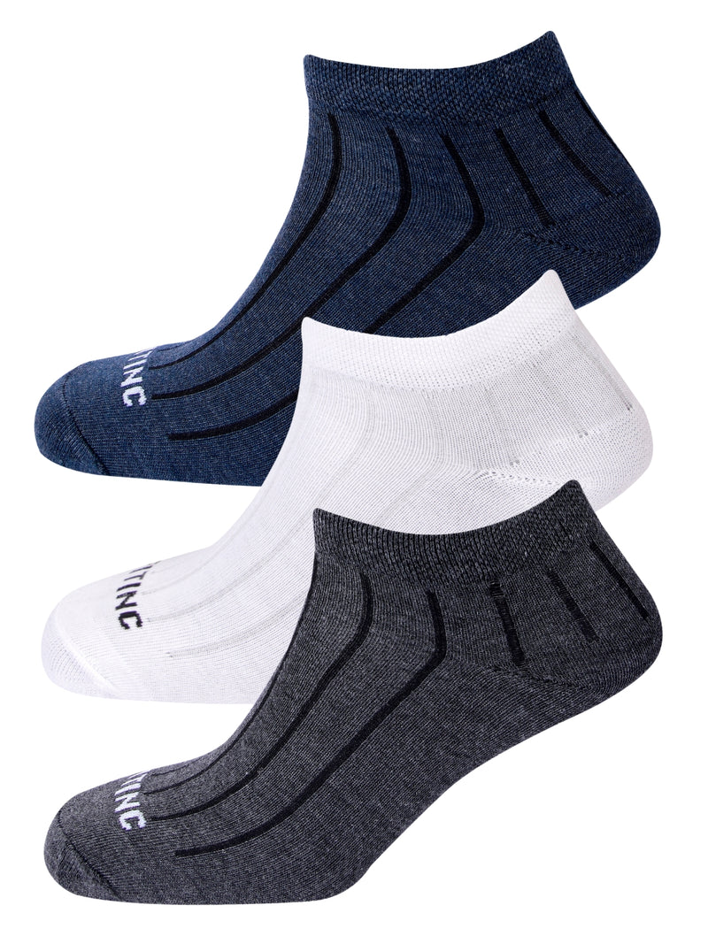 Unisex Ankle Cotton Socks - Multicolor (Pack of 3)