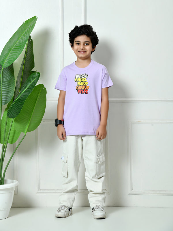 100% Cotton Playful ABCD T-shirt – Lavender