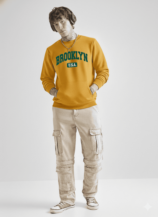 Ultra-Warm Fleece Sweatshirt - Mustard - Brooklynusa