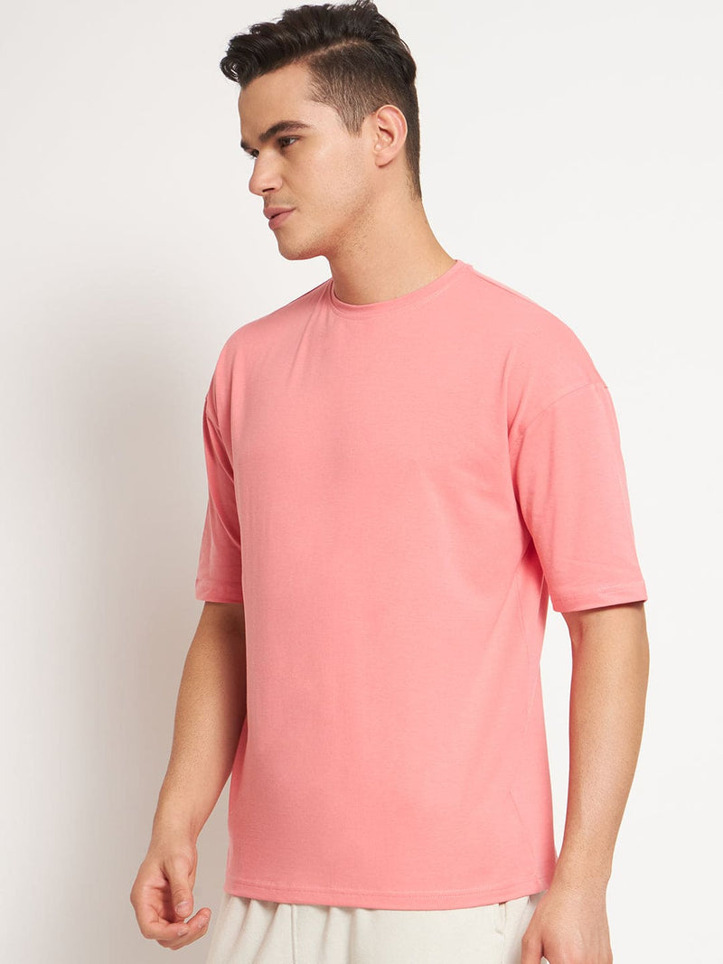 FITINC Drop-Shoulder Oversized Pink T-Shirt