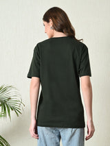 FITINC Women Cotton Oversized Drop Shoulder Green T-Shirt