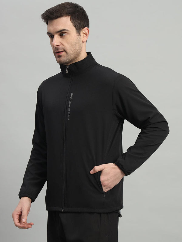 FITINC Sports Jacket for Men with Two Hidden Zipper Pockets - Black