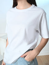 FITINC Women Cotton Oversized Drop Shoulder White T-Shirt