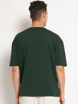 FITINC Drop-Shoulder Oversized Bottle Green T-Shirt