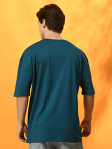 FITINC Teal Oversized Drop Shoulder T-Shirt for Men