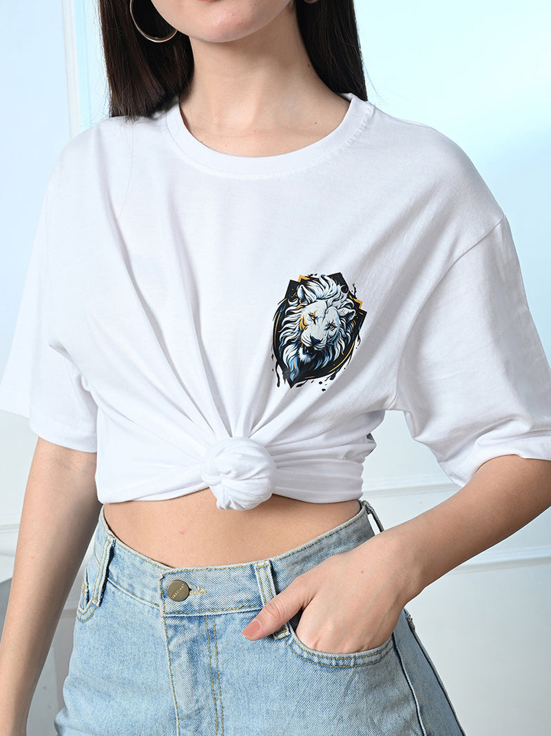 Classic 100% Cotton Lioness T-shirt – White