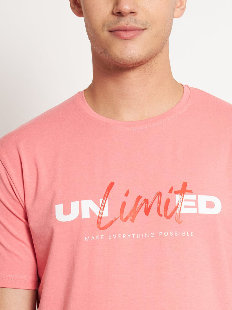 FITINC Unlimited Graphic Pink Cotton T-Shirt