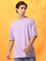 FITINC Lavender Cotton Oversized Drop Shoulder T-Shirt for Men