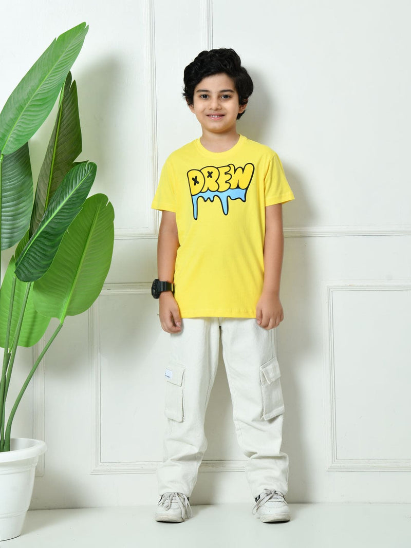 Cotton Drew & ABCD Graphic T-Shirts - Yellow & Maroon (2-Pack)