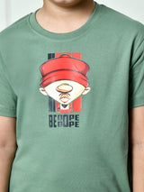 Cotton Optimistic & Be Dope Graphic T-Shirts - Maroon & Pista (2-Pack)