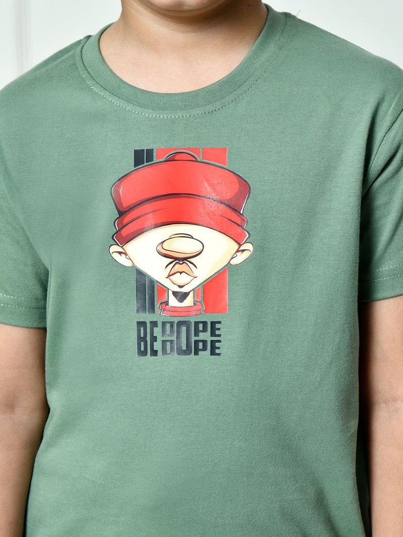 Cotton Optimistic & Be Dope Graphic T-Shirts - Maroon & Pista (2-Pack)