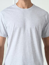 FITINC Cotton Crew Neck Regular Fit Melange Grey T-Shirt for Men