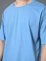 FITINC Sky Blue Oversized Drop Shoulder T-Shirt for Men