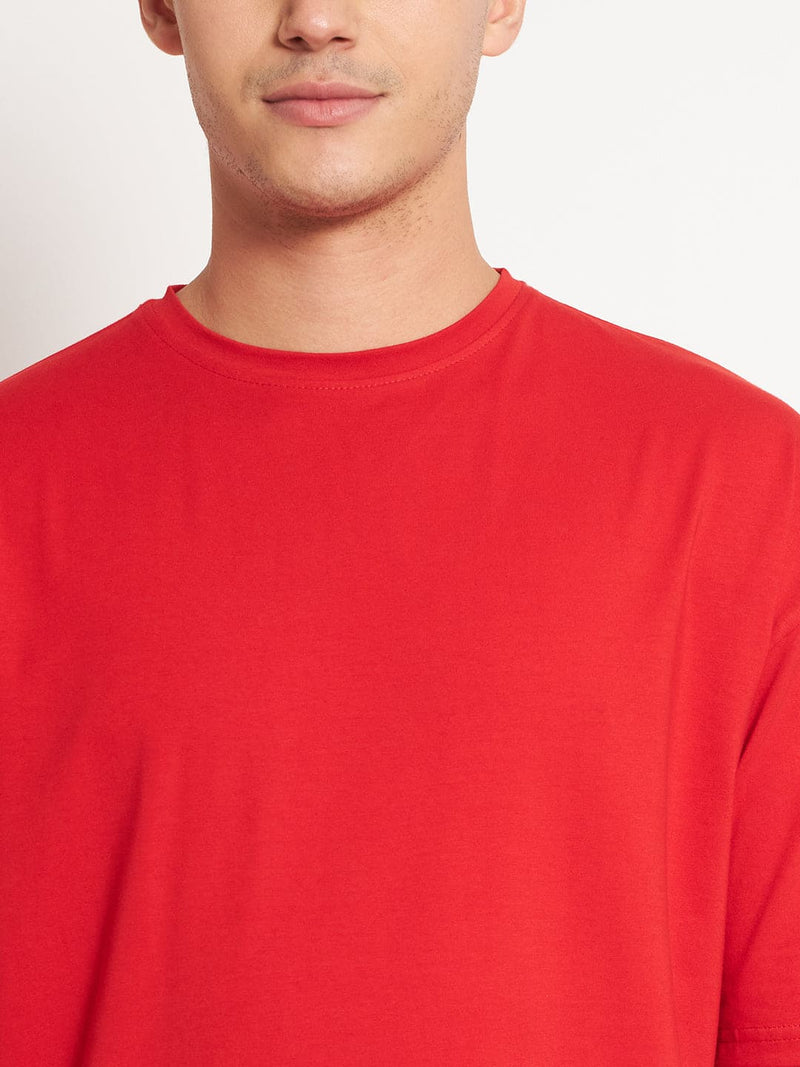 FITINC Drop-Shoulder Oversized Red T-Shirt