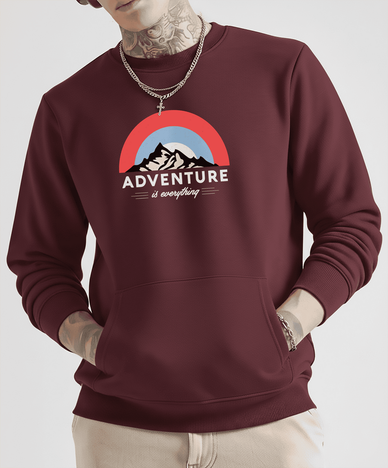 Ultra-Warm Fleece Sweatshirt - Wine - Adventure