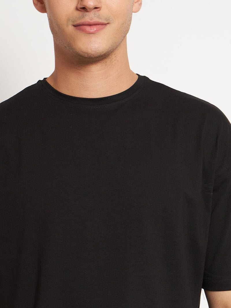 FITINC Drop-Shoulder Oversized Black T-Shirt