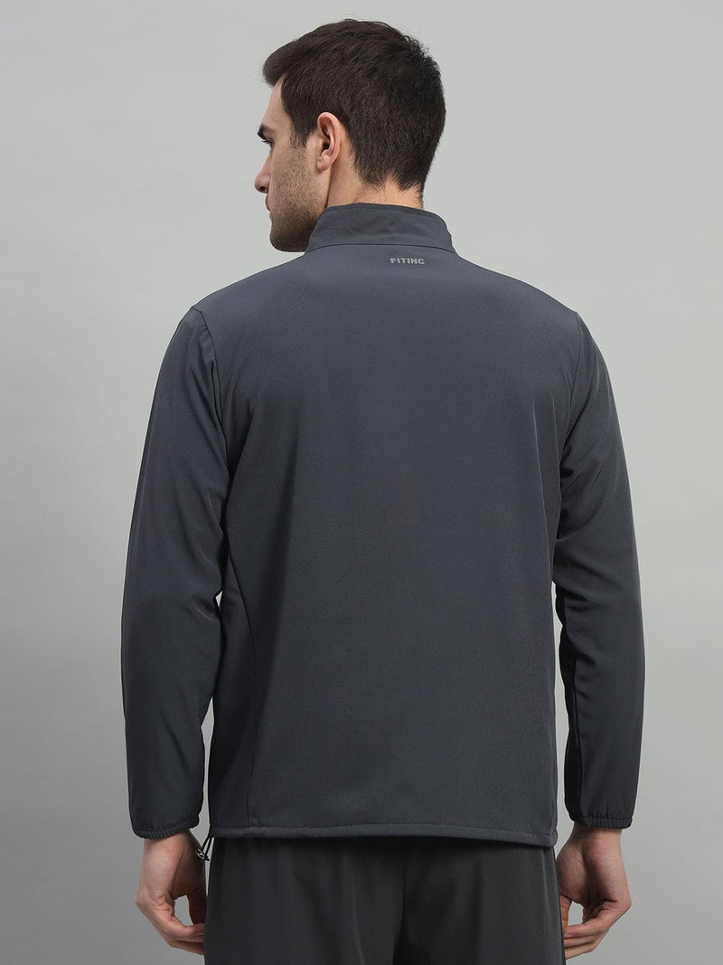FITINC Sports Jacket for Men with Two Hidden Zipper Pockets - Dark Grey