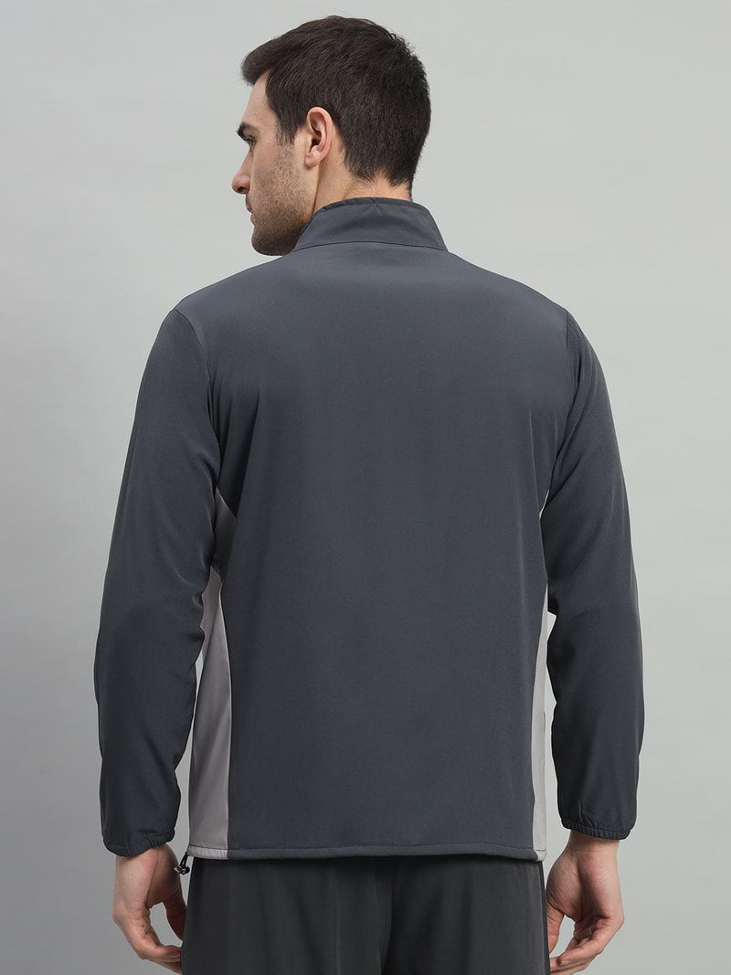 FITINC Dark & Light Grey Contrast Panel Sports Jacket for Men