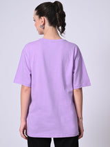 FITINC Women Cotton Oversized Drop Shoulder Lavender T-Shirt