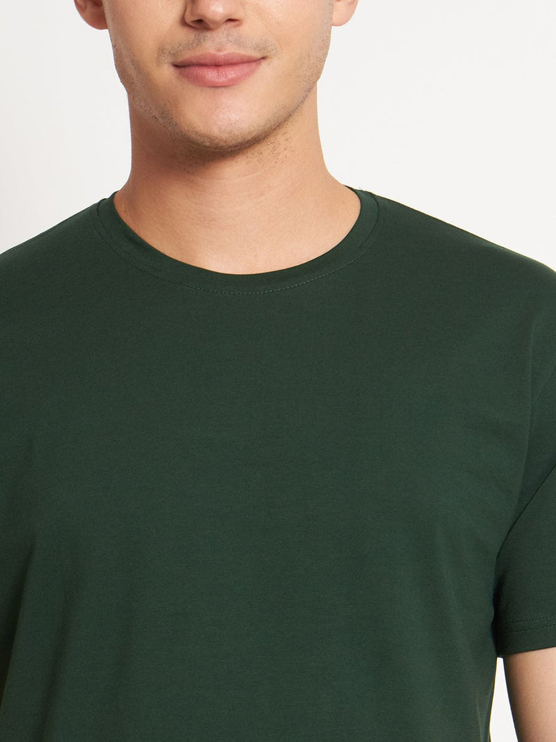 FITINC Premium Cotton Classic Fit Bottle Green T-Shirt