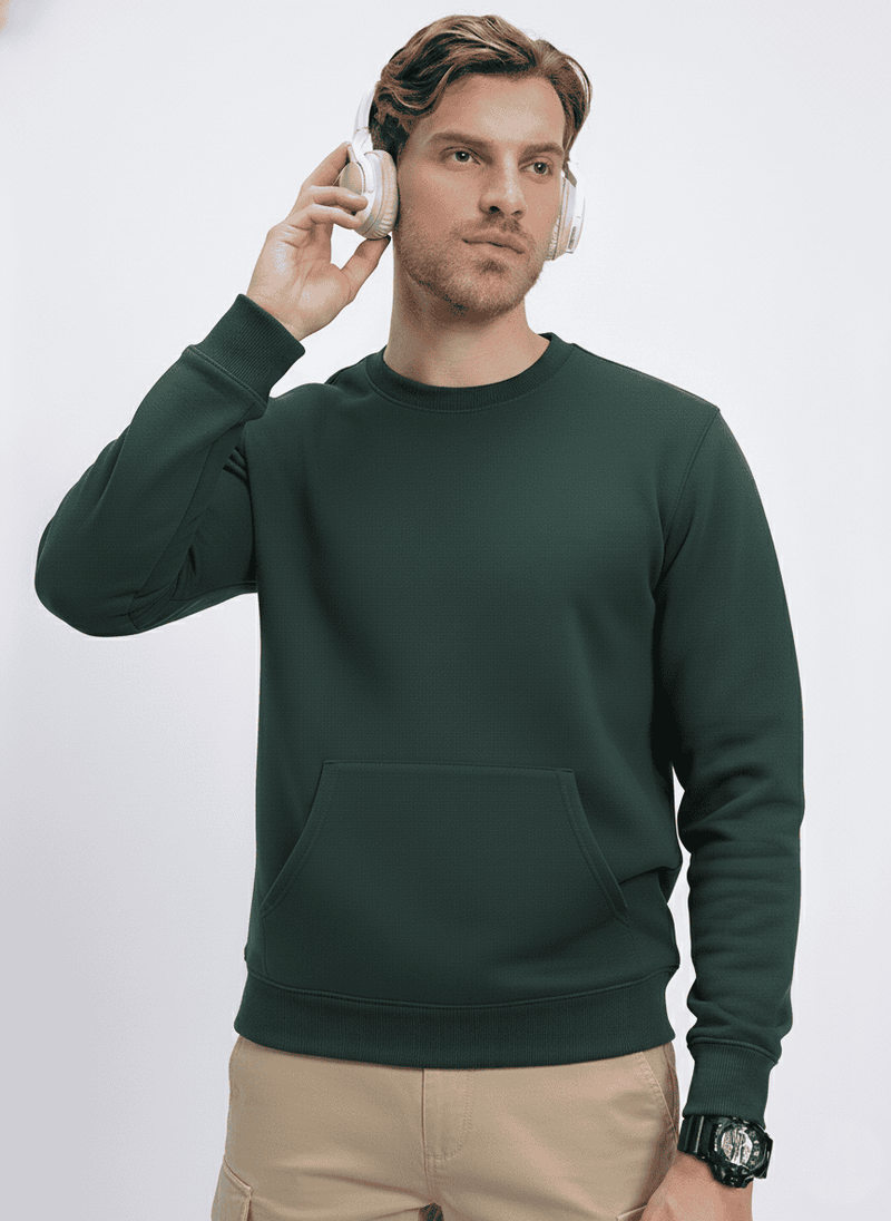 Ultra-Warm Fleece Sweatshirt - Bottle Green
