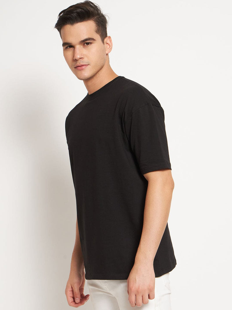 FITINC Drop-Shoulder Oversized Black T-Shirt