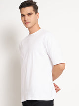 FITINC Drop-Shoulder Oversized White T-Shirt