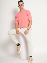 FITINC Drop-Shoulder Oversized Pink T-Shirt