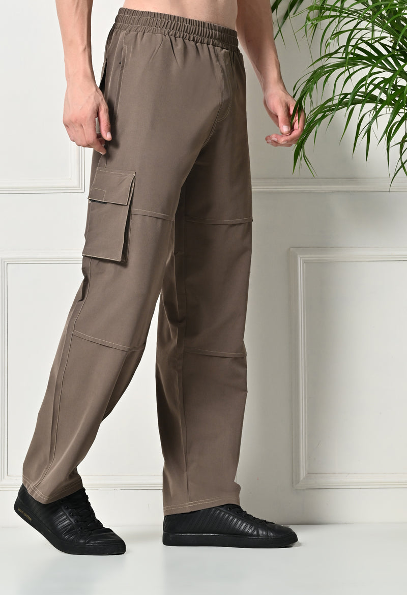 FITINC All Weather 6 Pocket Cargo Pants for Men - Coffee Brown