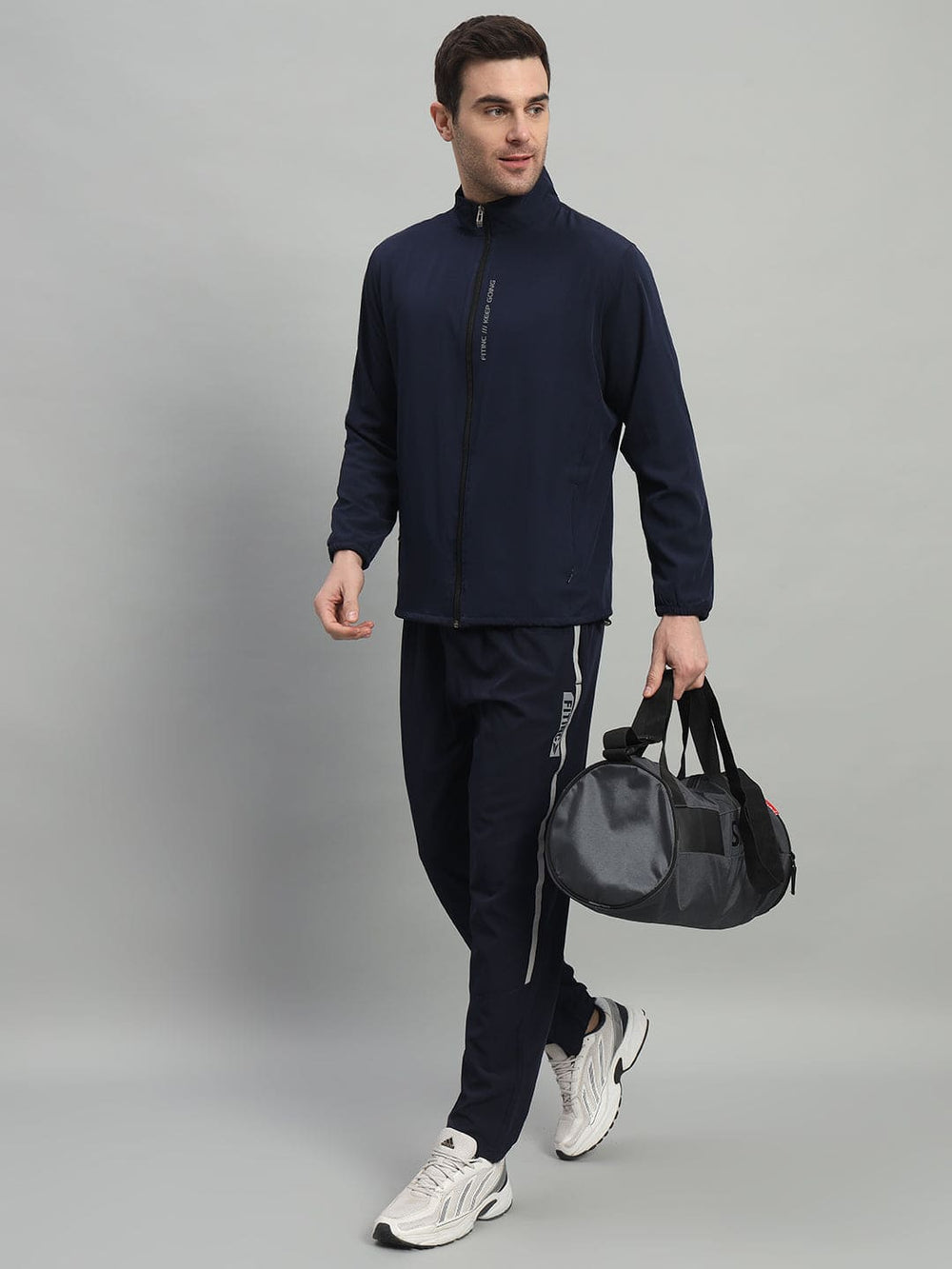 Sports Jacket with Concealed Zippers - Navy Blue – FITINC