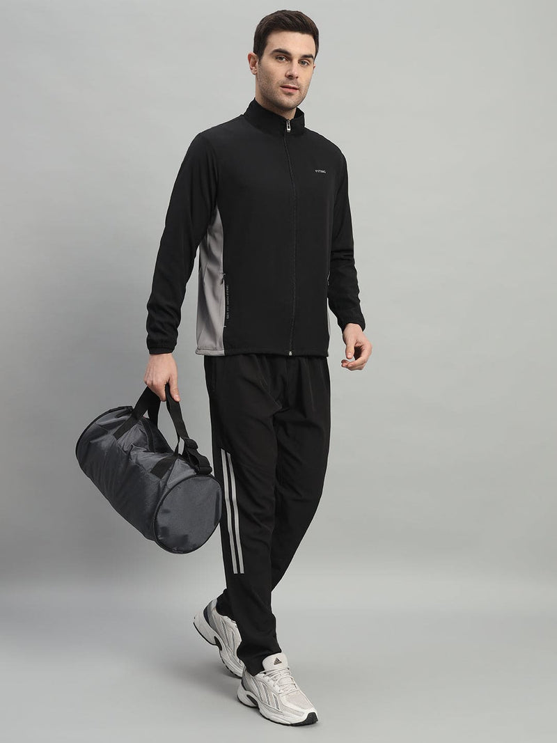 FITINC Black & Light Grey Contrast Panel Sports Jacket for Men