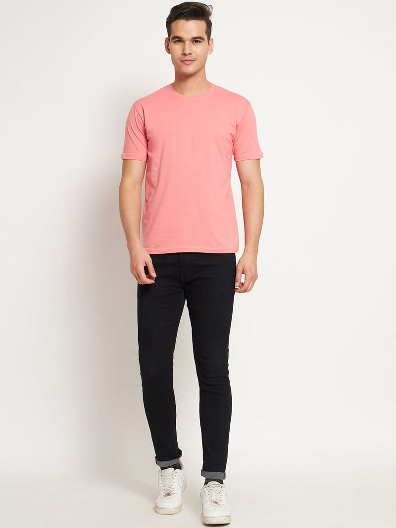 FITINC Premium Cotton Classic Fit Pink T-Shirt