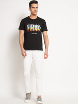 FITINC Illusion Graphic Black Cotton T-Shirt
