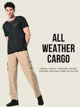 FITINC All Weather 6 Pocket Cargo Pants for Men - Beige